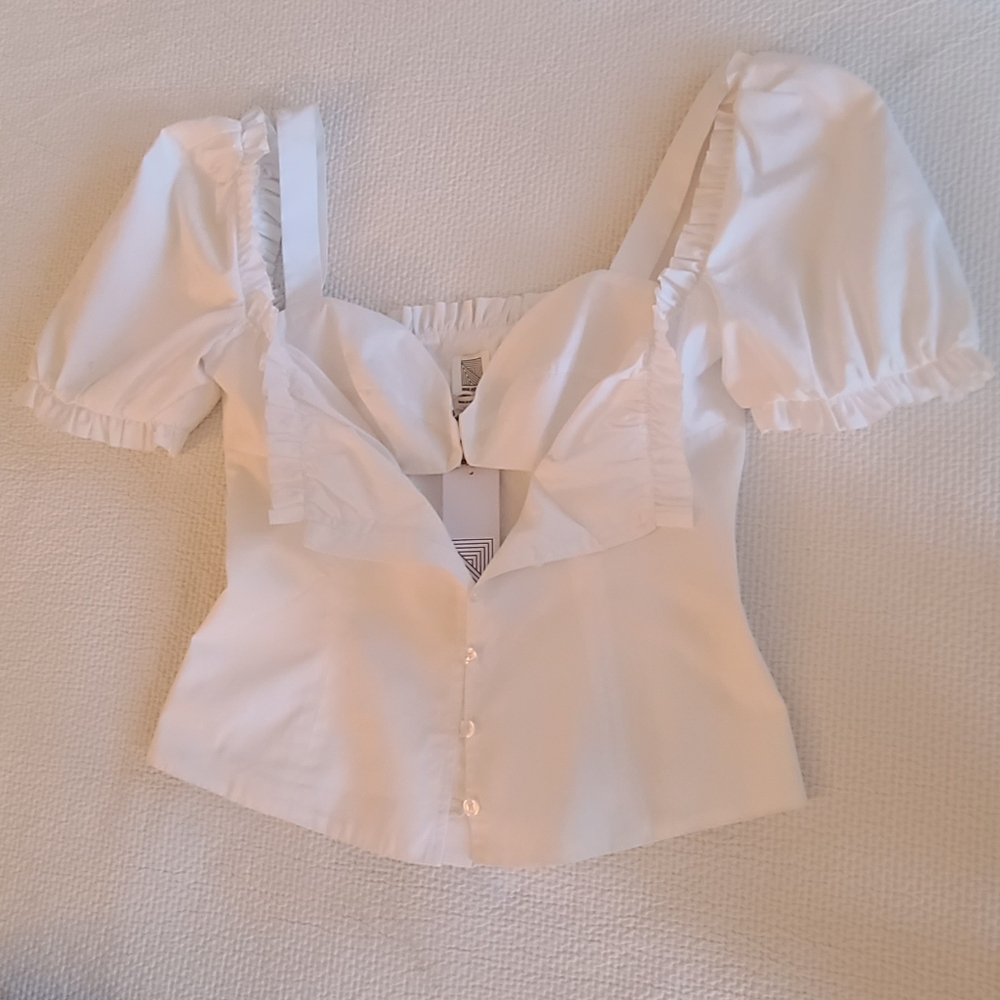 Rosie Assoulin white top / blouse from Le garden Collection Size 2 - Picture 6 of 11